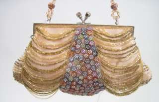 DESIGNER Multi Colored Beaded Mini Handbag Evening Tote  