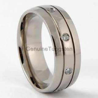 8mm Titanium Rings Diamond Mens Wedding Band Size 6 13  