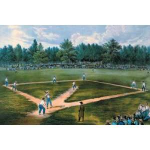  Baseball Diamond   Poster by Nathaniel Currier (18x12 