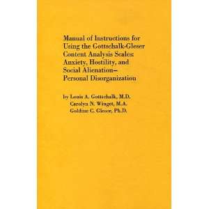  Manual of Instructions for Using the Gottschalk Gleser 