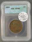 1854 Large Cent Graded AU 58 Beautiful (Type Coin)  