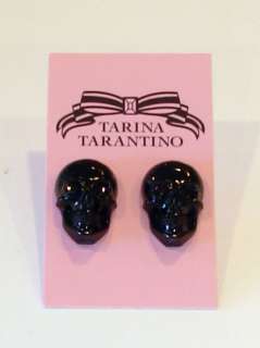 Tarina Tarantino Jewelry LUCITE SKULL post earrings Blk  