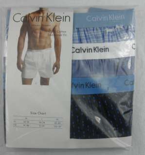Mens Calvin Klein Woven Cotton Boxers Shorts 3 pk Blue  