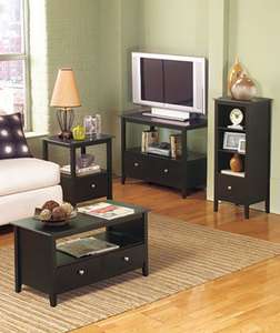 Espresso Furniture Set End, Console, Coffee Table 2 Door Cabinet TV 