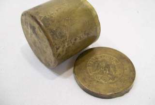Paper Fasteners round brass tin container with eagle design on top lid 