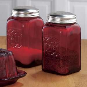  Red Glass Salt & Pepper Shakers