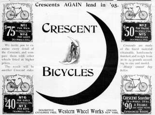 CRESCENT BICYCLES, WESTERN WHEEL WORKS, ANTIQUE CHICAGO  