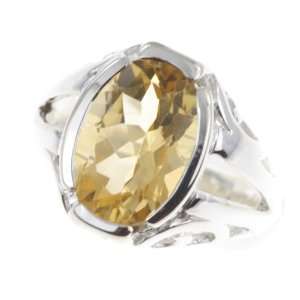   Sterling Silver NATURAL LEMON QUARTZ Ring, Size 6.5, 7.21g Jewelry