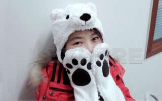 polar bear mascot fancy dress costume mask hat cap gloves