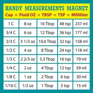 Handy Cooking Measurement Conversion Chart Magnet  