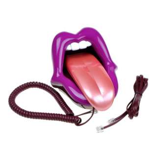 Purple Mouth Shape Home Desk Plastic Wired Telephone  