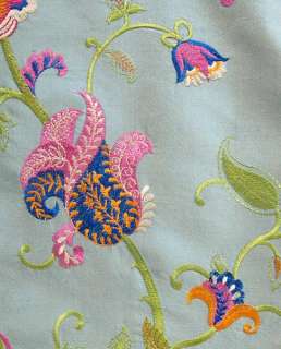 Embroidered, Shot Silk Fabric. Iridescent, Gray with Fantasy Flowers 