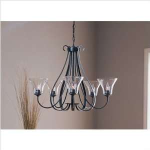  Five Light Chandelier with Water Glass Shade Finish Dark 
