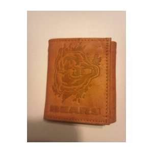  Bears Tan Leather Embossed Trifold Wallet 