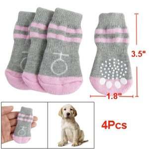   Nonslip Bottom Pink Bar Stripe Knitting Socks for Dog