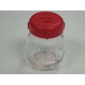 Cheese Shaker 6 Oz Glass Shaker with Slotted Plastic Lid Red (12 Count 