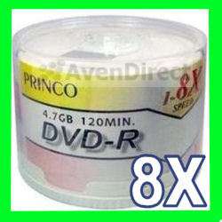 50 New Princo 8X White Lacquer 4.7GB Blank DVD R DVD  