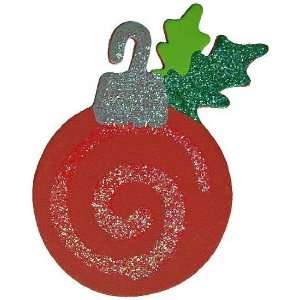 Painted Wood Christmas Ornaments with Glitter Accents   Package of 12