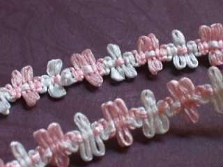 PER YARD~ROCOCO Braid WHITE PINK~1/2 Craft Ribbon Trim  