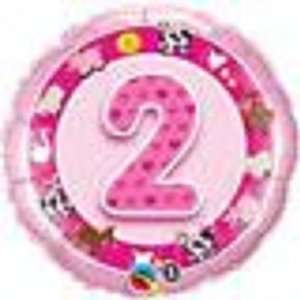   Age 2 2nd Birthday Pink Farm Animals 18 Round Balloon Toys & Games