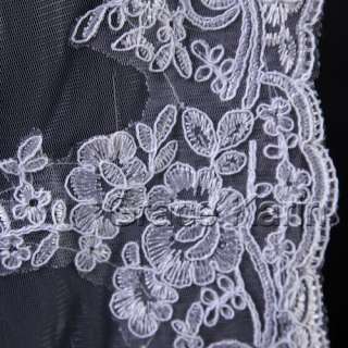 1T Ivory White Scarf Shawl Bridal Wedding Embroider Lace Edge Veil 