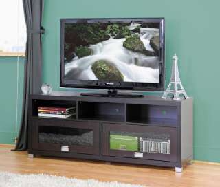   LCD DLP PLASMA HD TV MEDIA CONSOLE STAND CREDENZA GLASS DOORS  