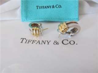 Tiffany & Co. Sterling Silver & 18K Hoop Omega Earrings  