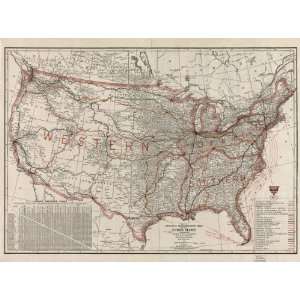  1921 Map Transportation lines of US with Y.M.C.A