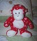 Ty Pluffies Floppy Red w/Pink Hearts Monkey HARTS Toy 2006 EUC 10