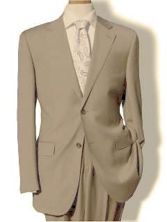  Valentino $1595 Italian 48L Light Khaki Tan 150s Wool Mens Dress Suit