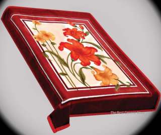 Light Red with Rose Super SOFT Floral Blanket fits Queen or King 77 x 