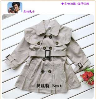 New GIRLS Kids double breasted trench coat button up outwear 2   12 