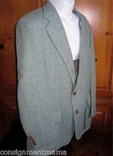 Vintage Polo Ralph Lauren Tweed Wool Green Coat Jacket  
