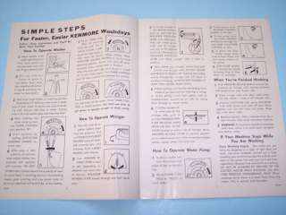 JJ107 Vintage 1950 Kenmore Wringer Washer Owners Manual  