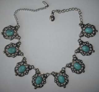   Egyptian Revival Faux TURQUOISE THERMOSET Runway Bib Collar Necklace