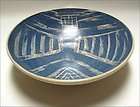 ned krouse raku fired ceramic pottery blue n white bowl