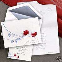 100 Red Foil Rose Wedding Invitations & Response Cards  