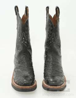 Lucchese Black Ostrich & Leather Western Boots Size 9.5B  