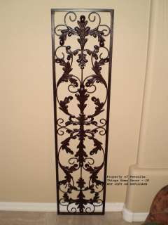   TALL TUSCAN SCROLLED IRON RECTANGULAR STAMPED LEAF WALL GRILLE  
