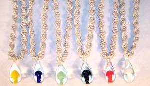 12 GLASS MUSHROOM HEMP NECKLACES bulk necklace shroom  
