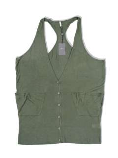   all mankind Womens Linen Marled Sweater Vest in Heather Army  
