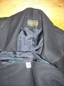 Vintage MICHELLE FRANCOIS black gold metallic trim wool coat M/L 