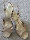 Beige & White Animal Print with 3 wedge heel by East Fifth in womens 