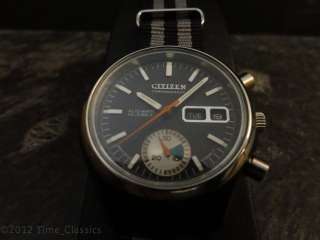   VINTAGE CITIZEN 8110 SIDE FLYBACK BLACK MILITARY STYLE CHRONOGRAPH