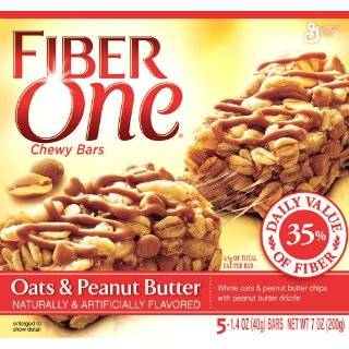 Fiber One Chewy Bars, Oats & Peanut Butter, 5 Count Boxes (Pack of 12)