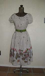 VINTAGE 1940s   50s NOVELTY PRINT MEXICAN FIESTA PARTY DRESS L 
