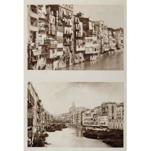  1928 Gerona Girona Spain City Architecture Houses River 