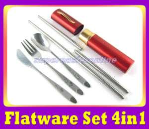 Travel Kit Stainless Steel Fork Spoon Chopsticks Knife  