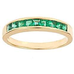 Yach 14K Yellow Gold Channel set Emerald Ring  