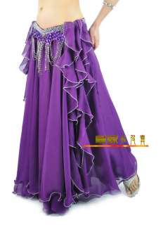 Belly Dance Skirt 2 layers with ruffles slits 11colors  